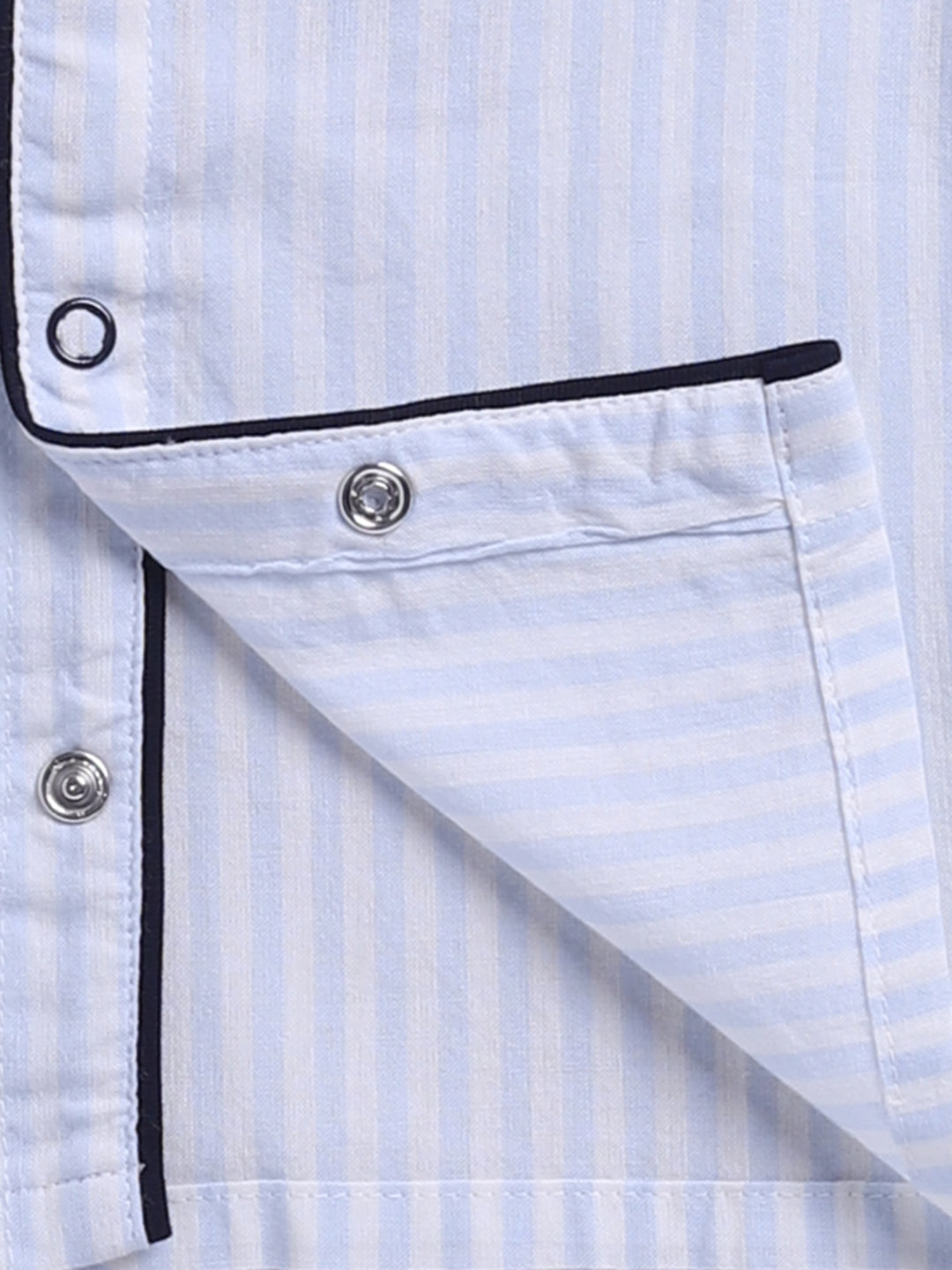 Blue Cotton Woven Typography Full Sleeve Night Suit