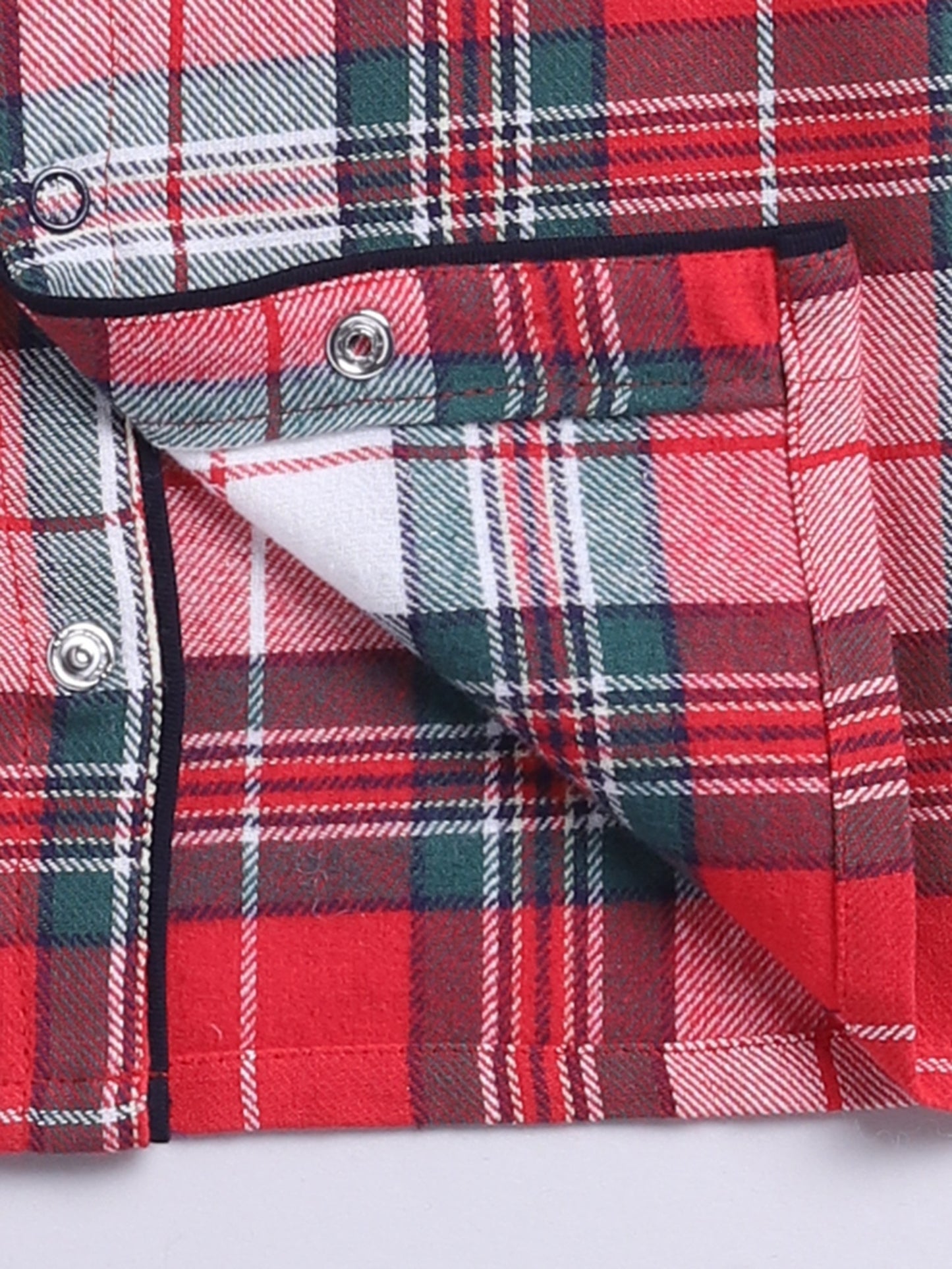 Christmas Themed Cotton Woven Checked Full Sleeve Night Suit