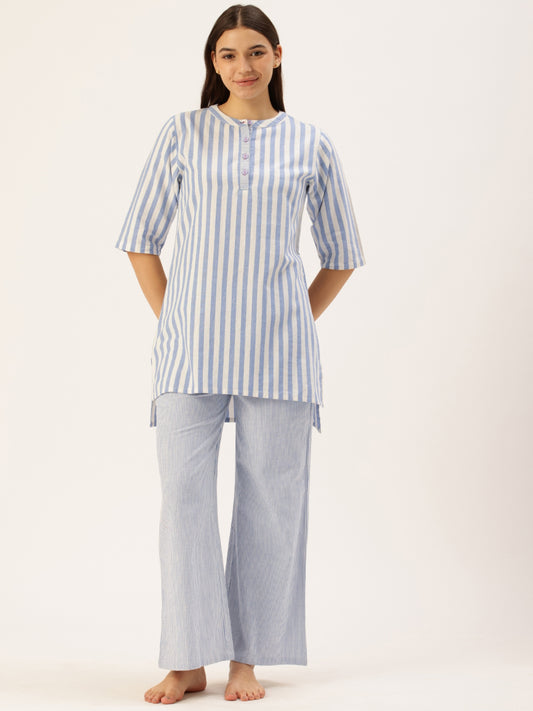 Blue Striped Kurta & Palazzo