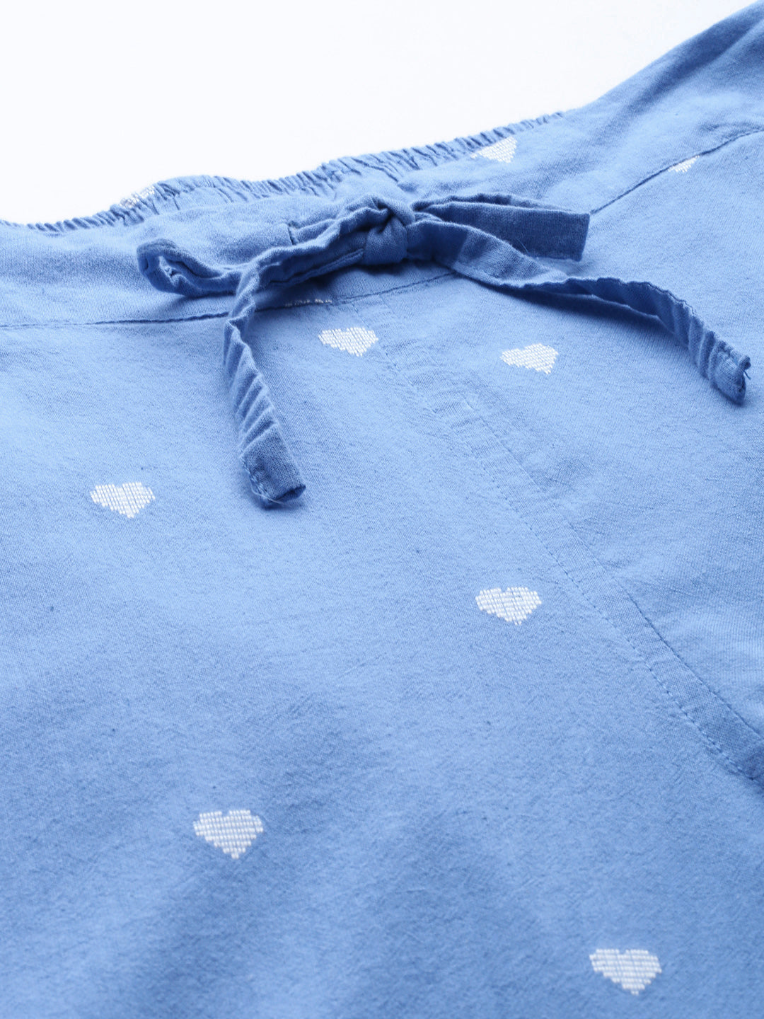 Blue Cotton Three-Quarter Sleeves Graphic Kurta & Palazzo