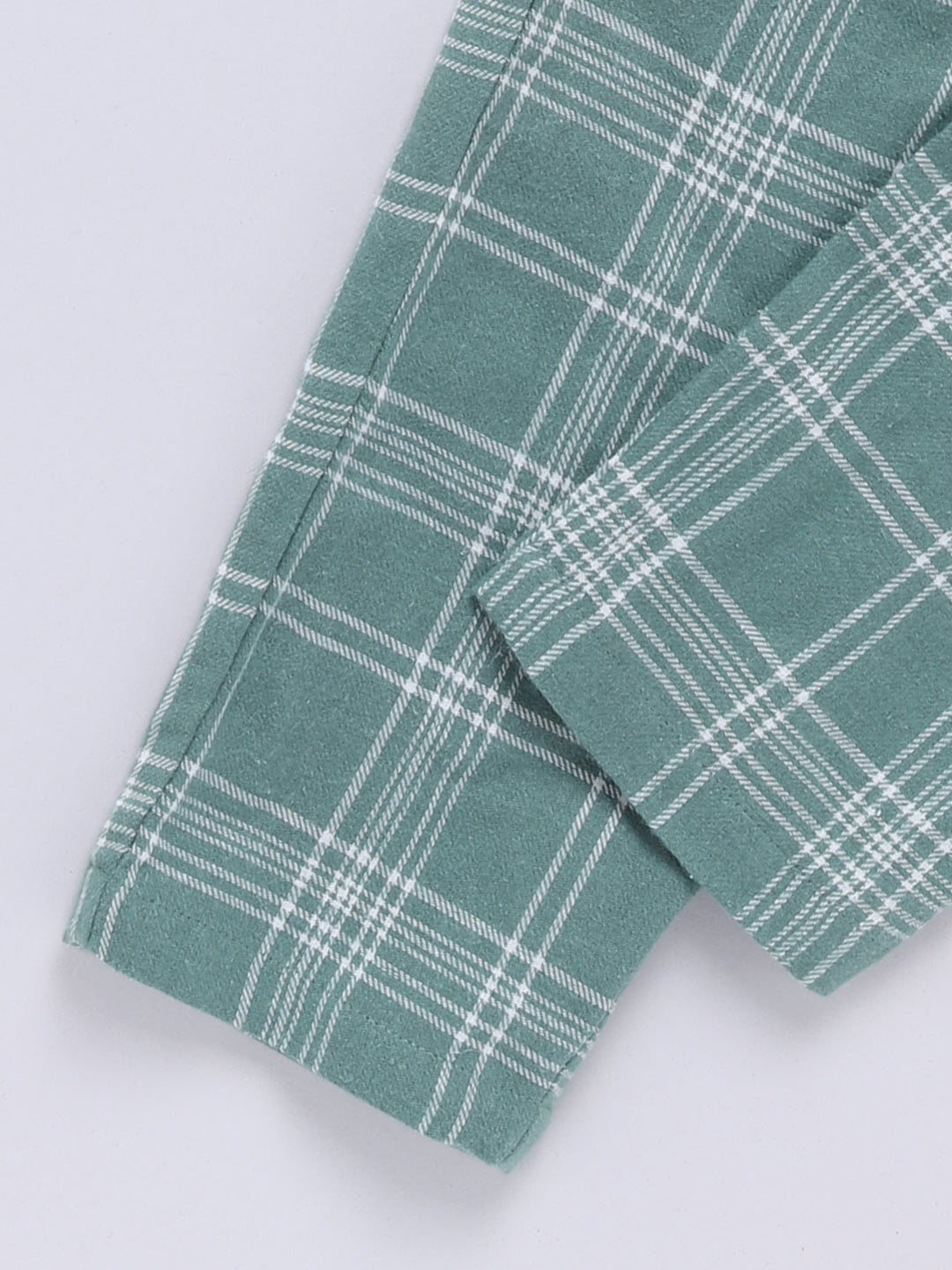 Green Full Sleeves Checked Flannel Night Suit
