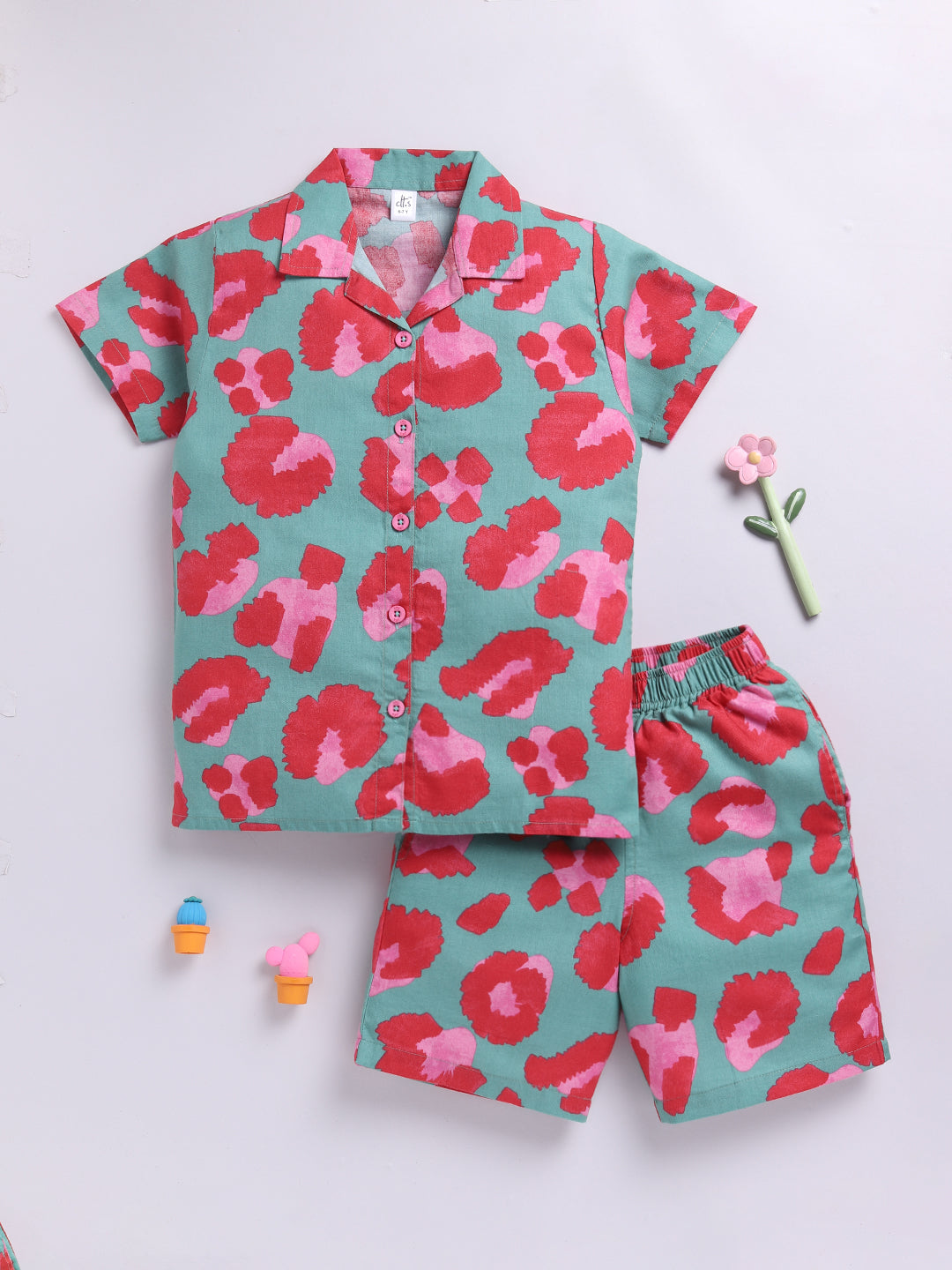 Green Graphic Short Sleeves Co-ord Set
