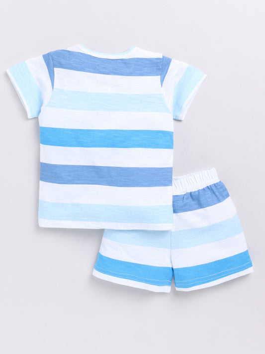 Blue Striped Half Sleeve Co-ord Set