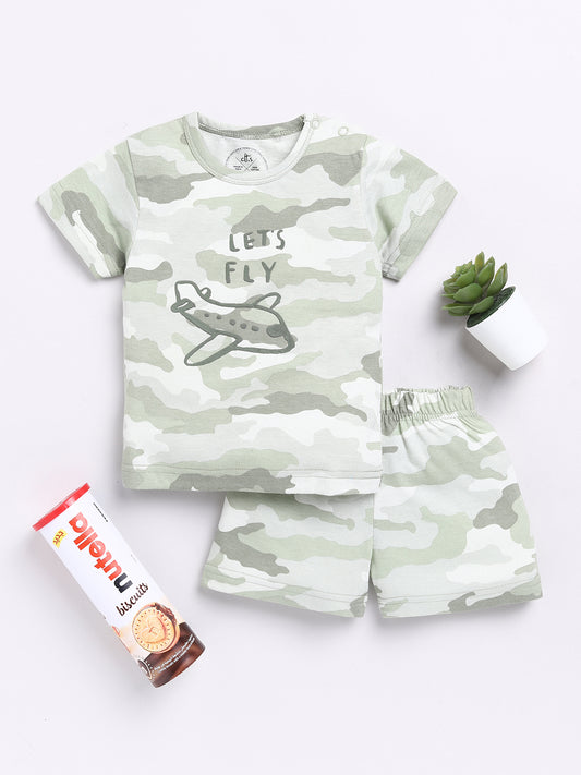 Green Camouflage Half Sleeve Co-ord Set