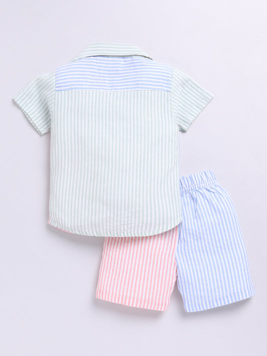 Multi Striped Short Sleeves Co-ord Set