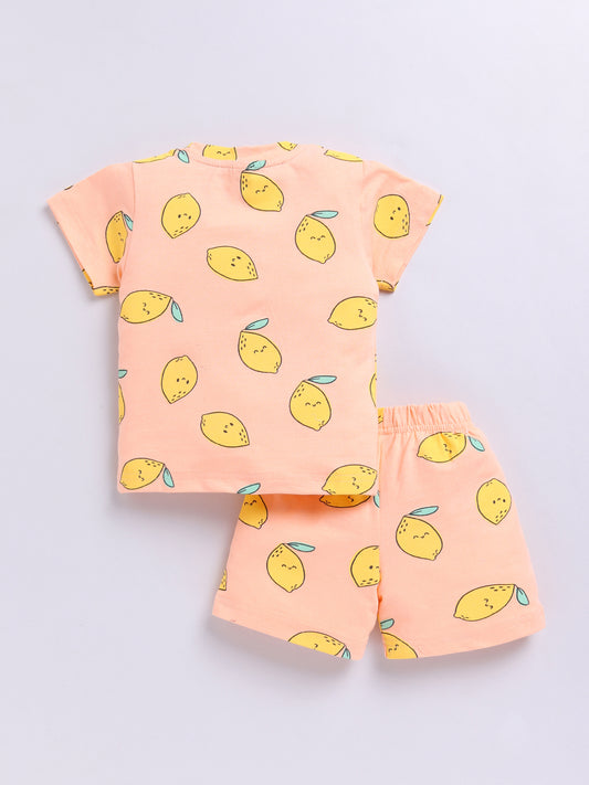 Orange Graphic Half Sleeves Co-ord Set