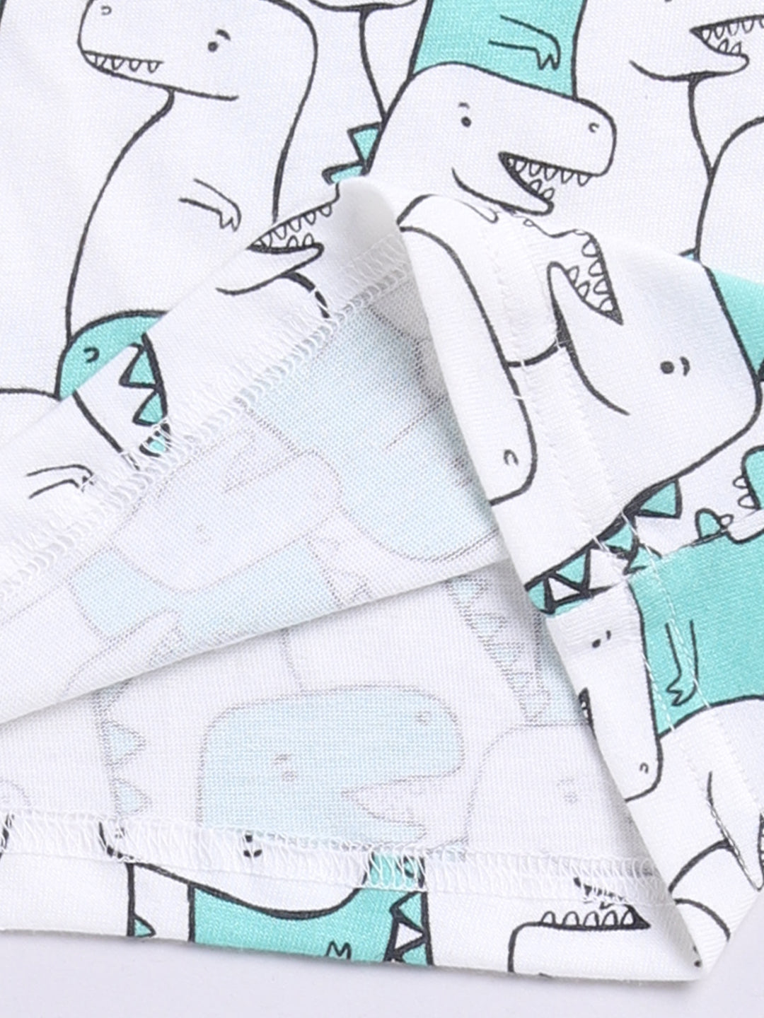 White Dino Print Half Sleeves Co-ord Set