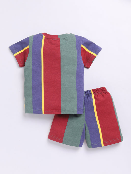 Multi Colourblocked Short Sleeves Co-ord Set