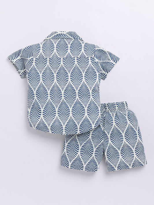 Blue Floral Short Sleeves Co-ord Set