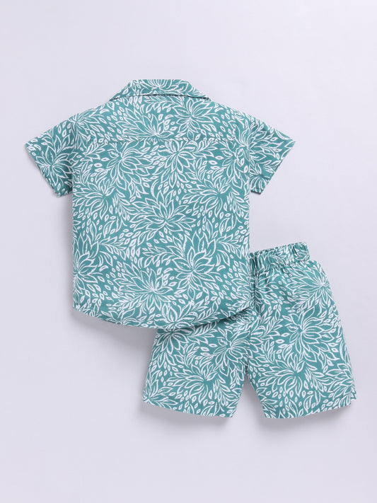 Green Floral Short Sleeves Co-ord Set