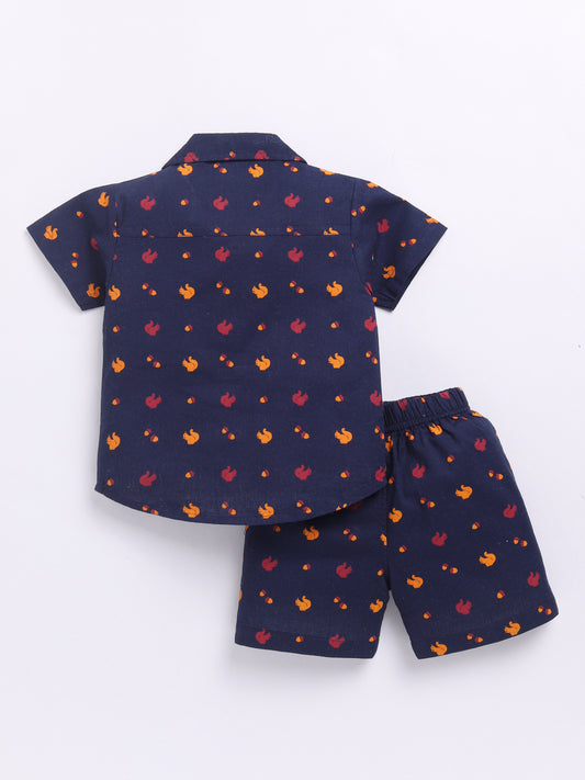 Blue Animal Print Short Sleeves Co-ord Set