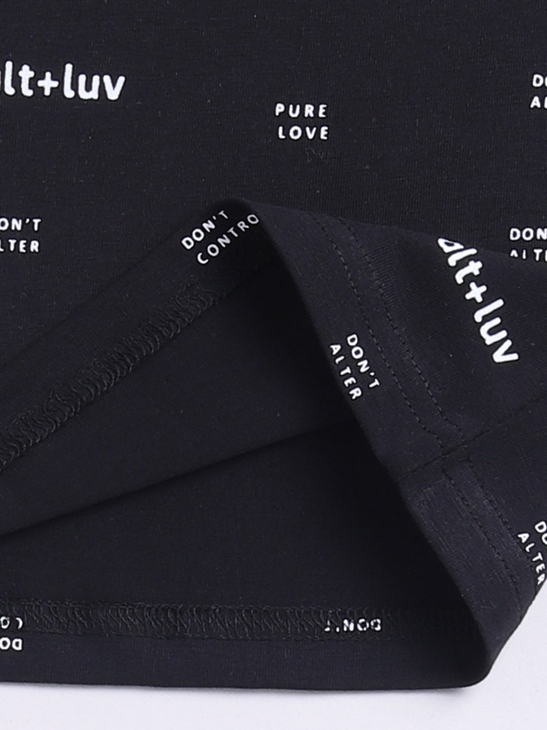 Black Typography Short Sleeves Co-ord Set