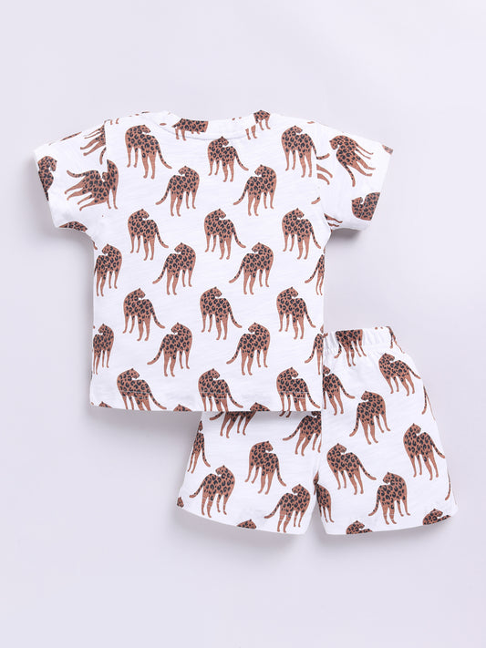 Brown cheetah Half Sleeves Co-ord Set