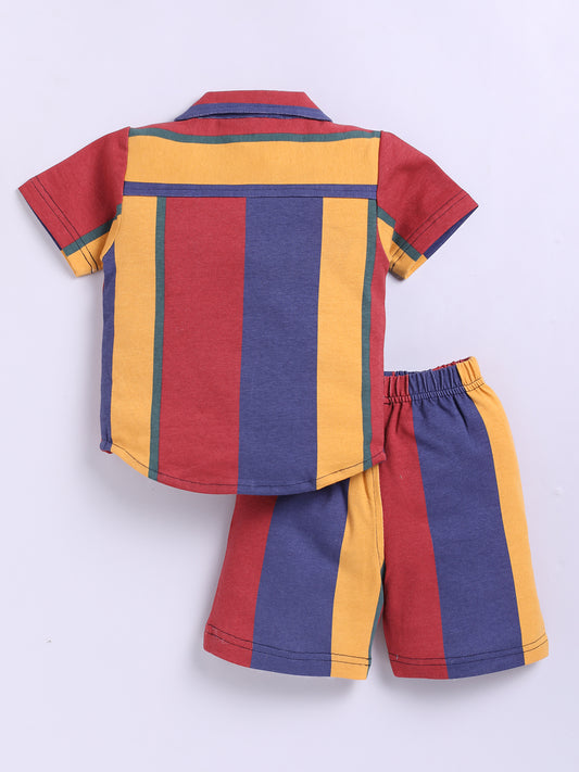 Multi Colourblocked Short Sleeves Co-ord Set