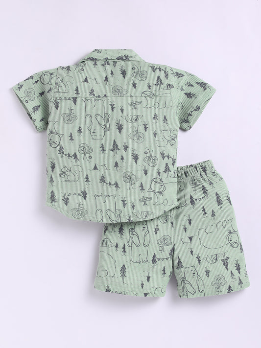 Green Animal Short Sleeves Co-ord Set