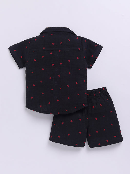 Black 'Hearts' Half Sleeve Co-ord Set