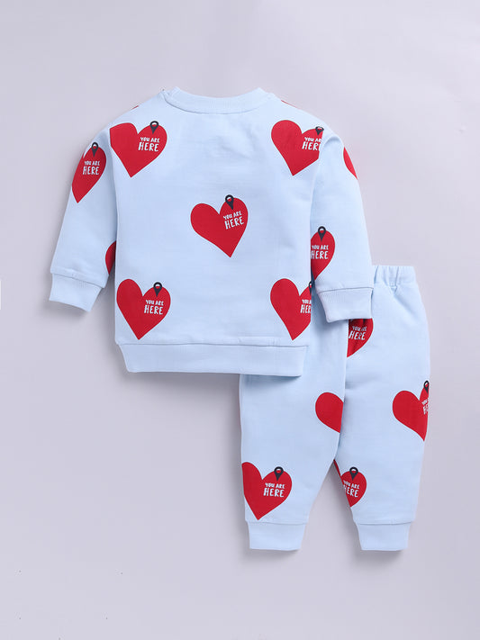 'Hearts' Blue Cotton Full Sleeve Co-ord Set