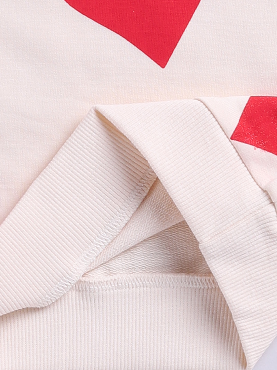 'Hearts' Cream Cotton Full Sleeve Co-ord Set