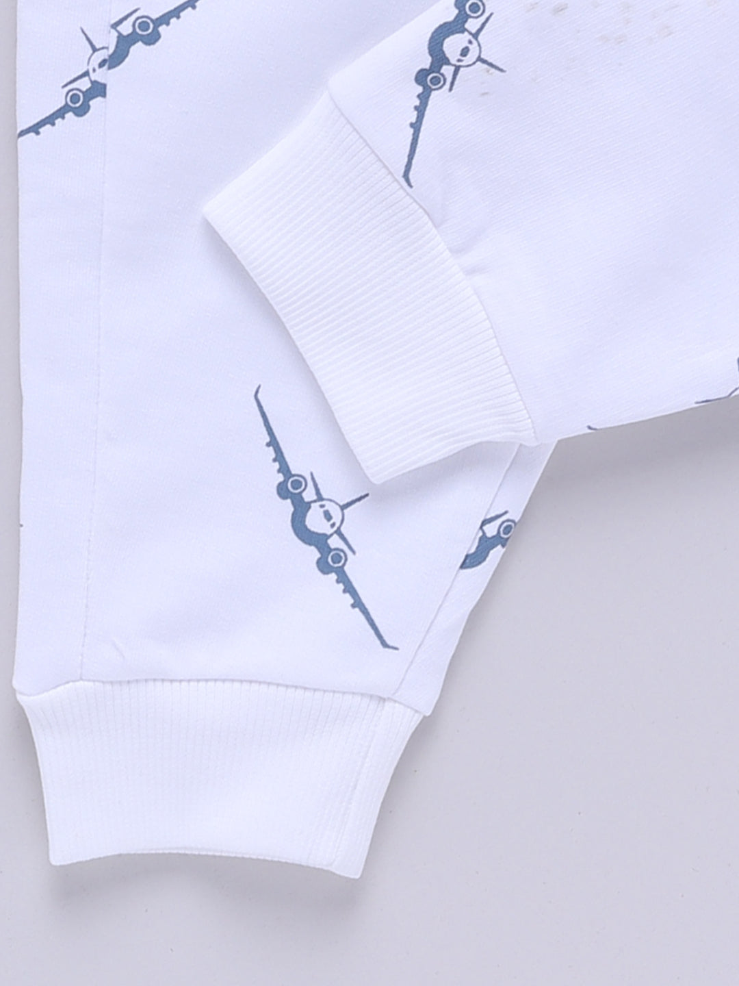 'Airplane' White Cotton Full Sleeve Co-ord Set