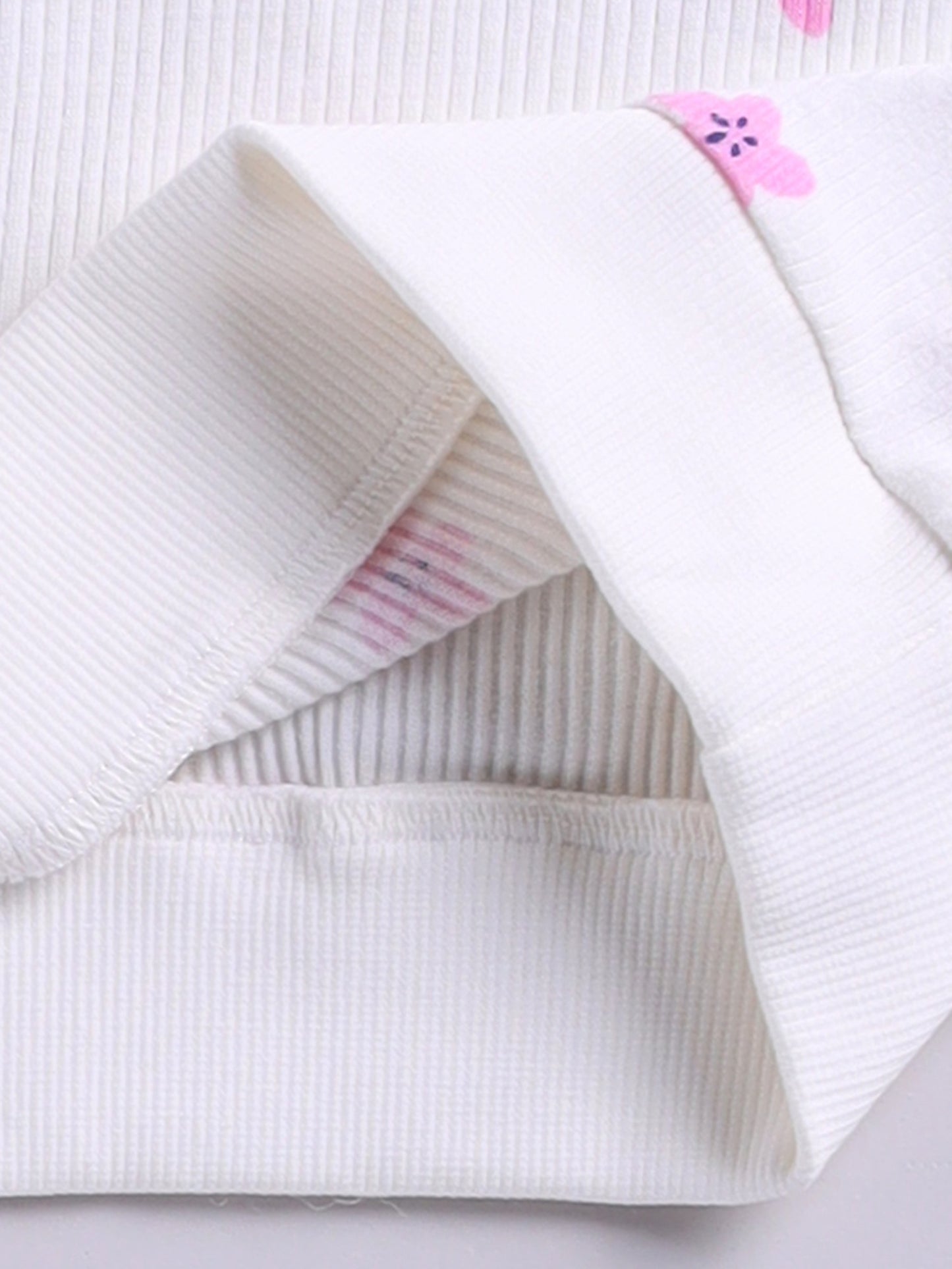 Cream Cotton Knitted Floral Full Sleeve Co-ord Set