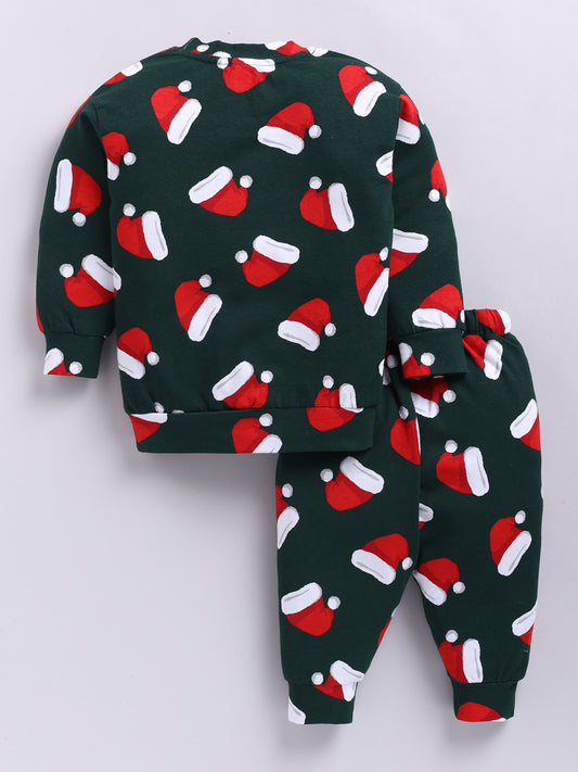 Christmas theme Green Cotton Full Sleeve Co-ord Set