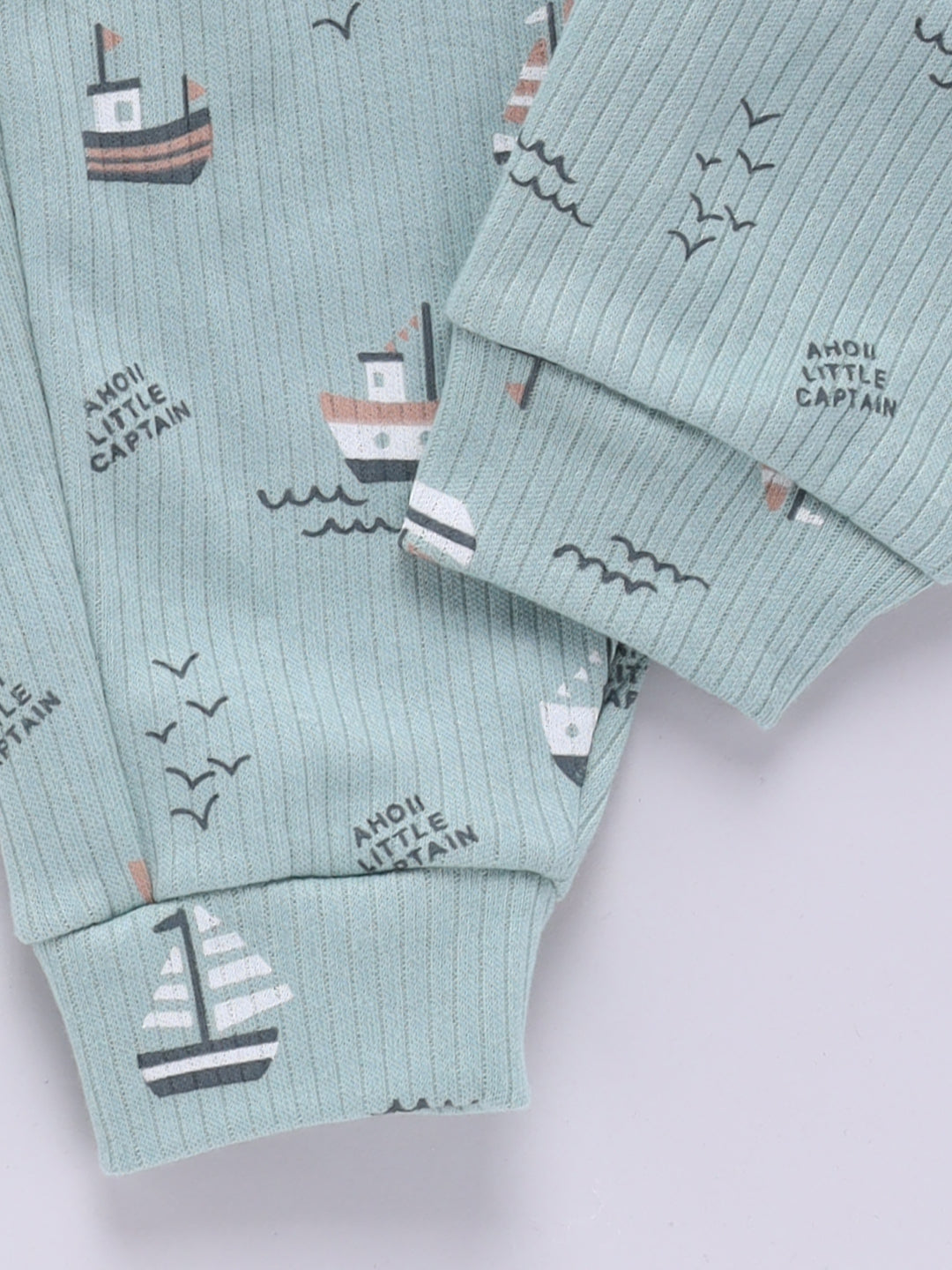 'Boats' Green Cotton Full Sleeve Co-ord Set