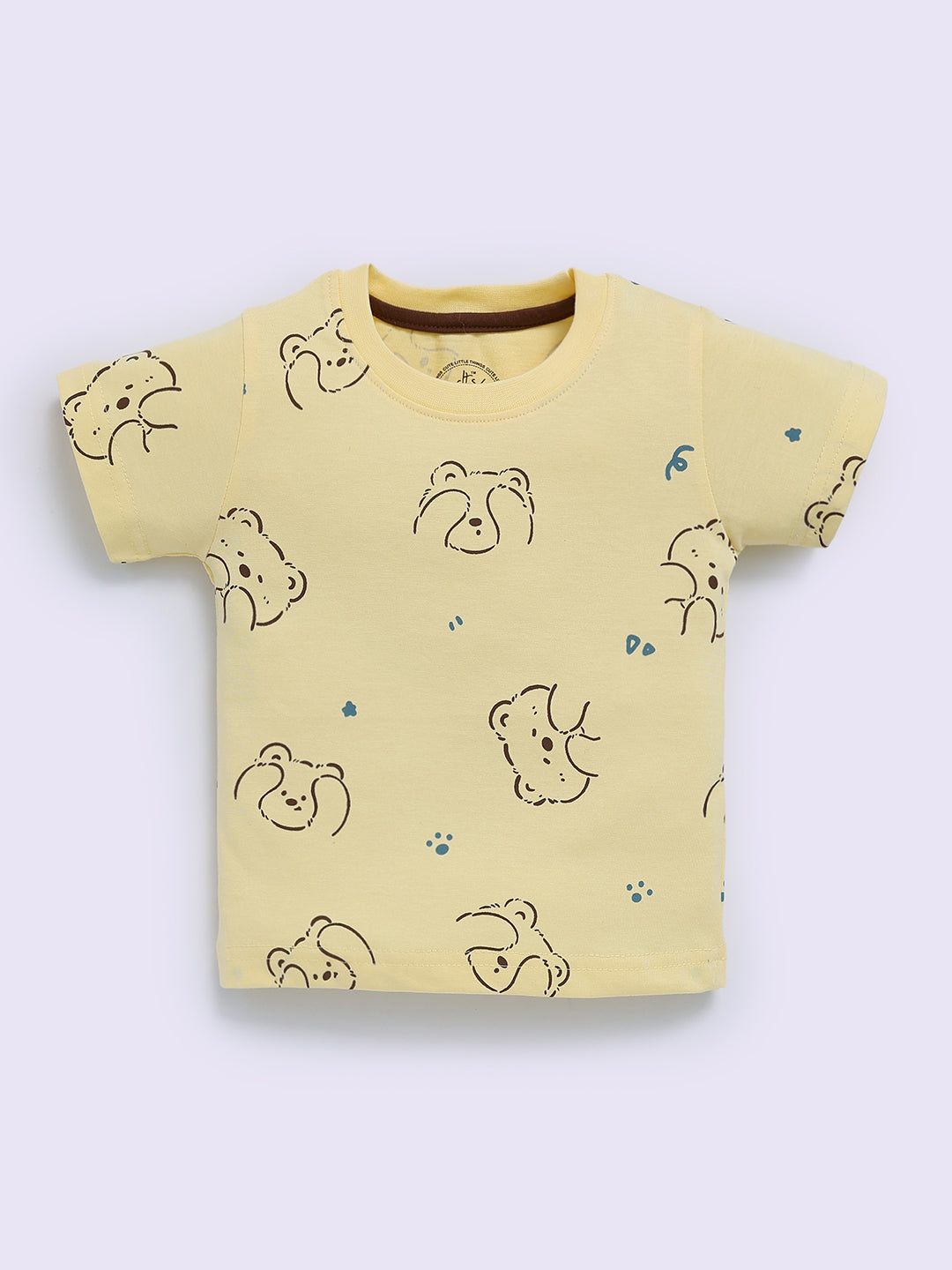 Yellow "Bears" Half Sleeve Cotton Co-ord Set