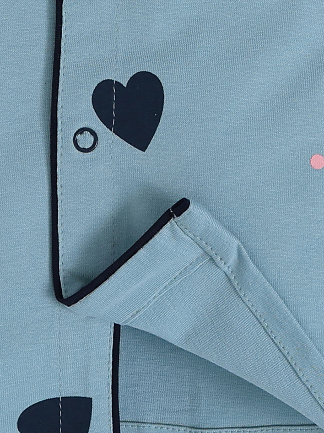 Teal Hearts Print Full Sleeve Night Suit