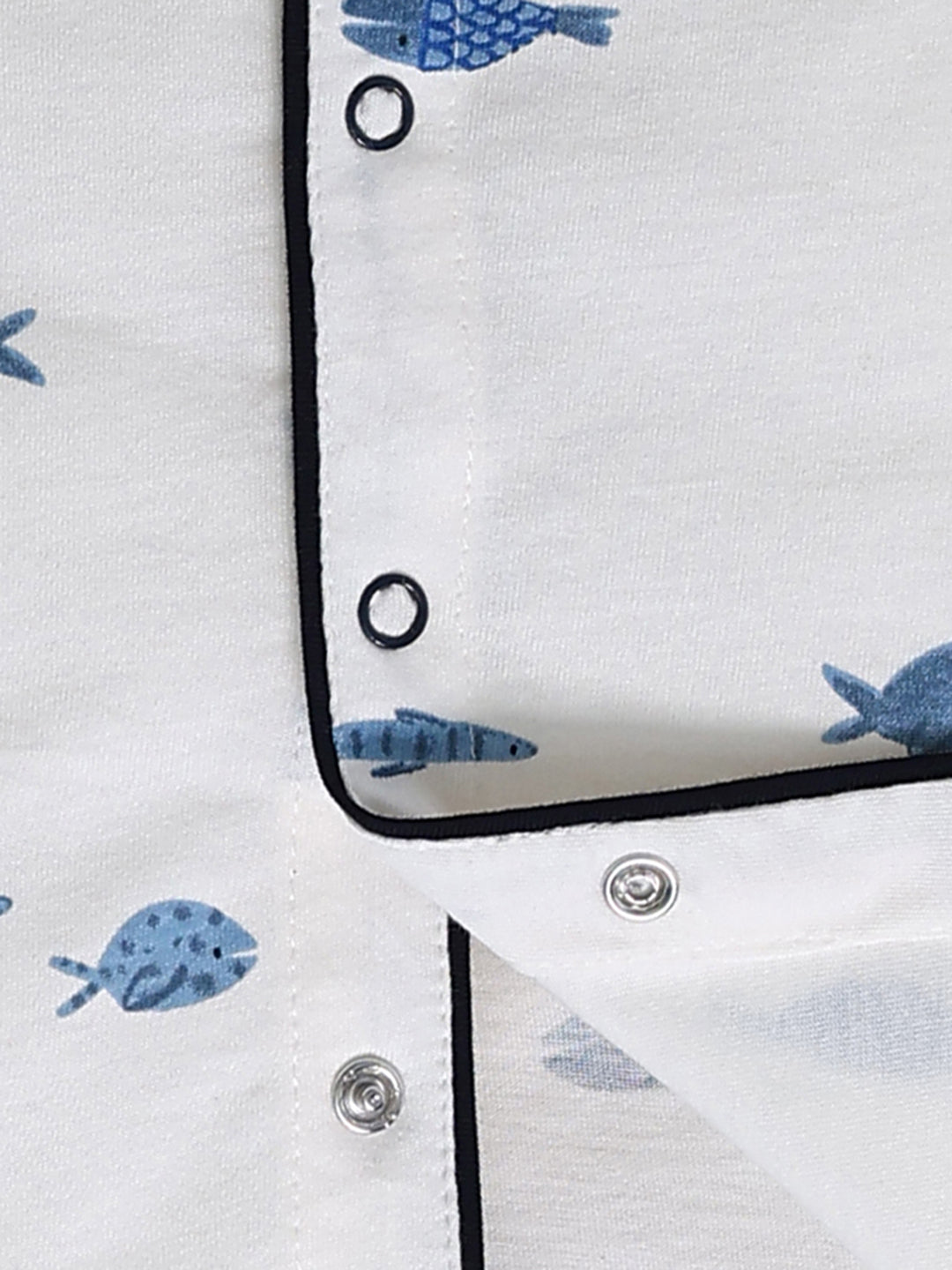 'Sea World' Blue Cotton Half Sleeve Night Suit