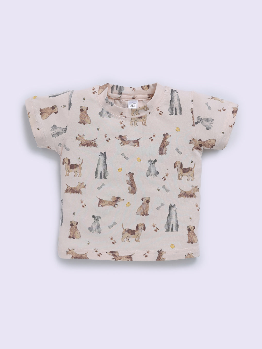 Peach Cotton Animal Print Half Sleeve Co-ord Set