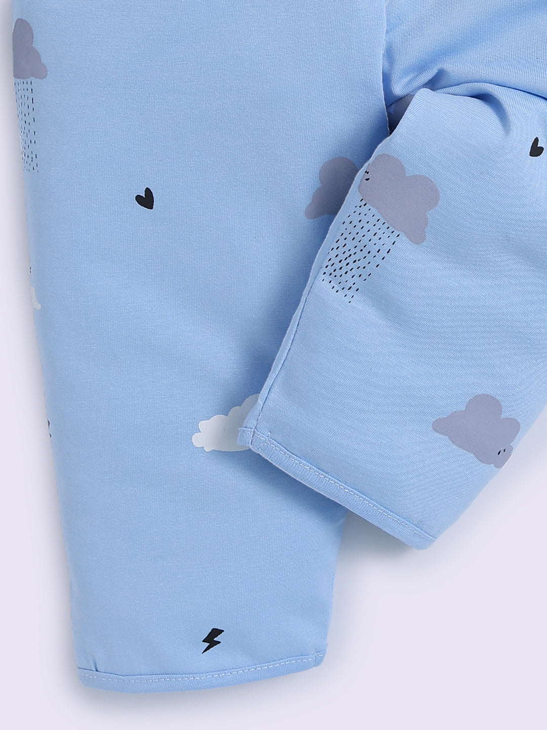 'Clouds' Blue Cotton Full Sleeve Night Suit