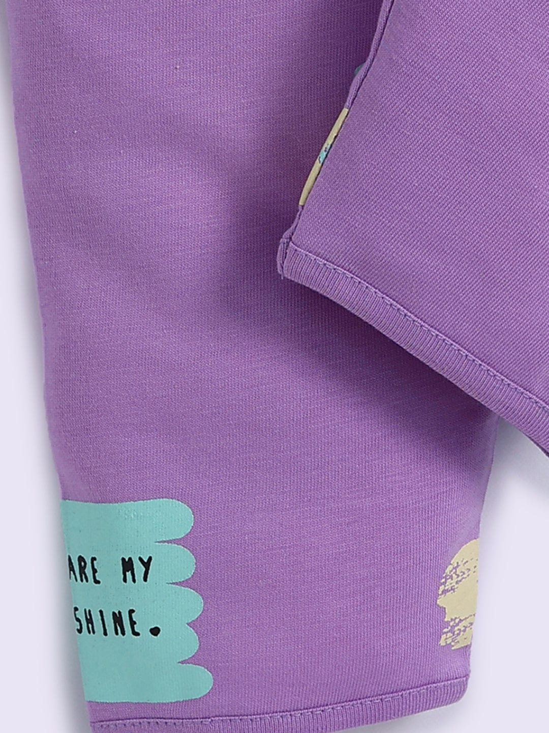 Purple Cotton Typography Full Sleeve Night Suit