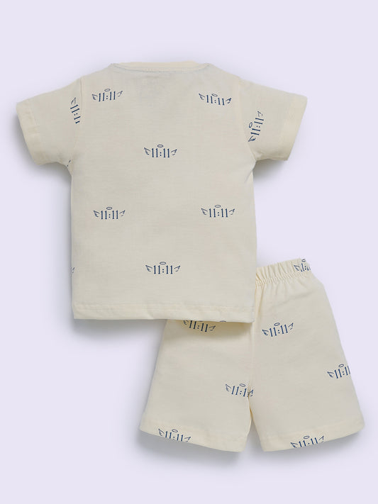 Lemon Cotton Graphic Half Sleeve Co-ord Set