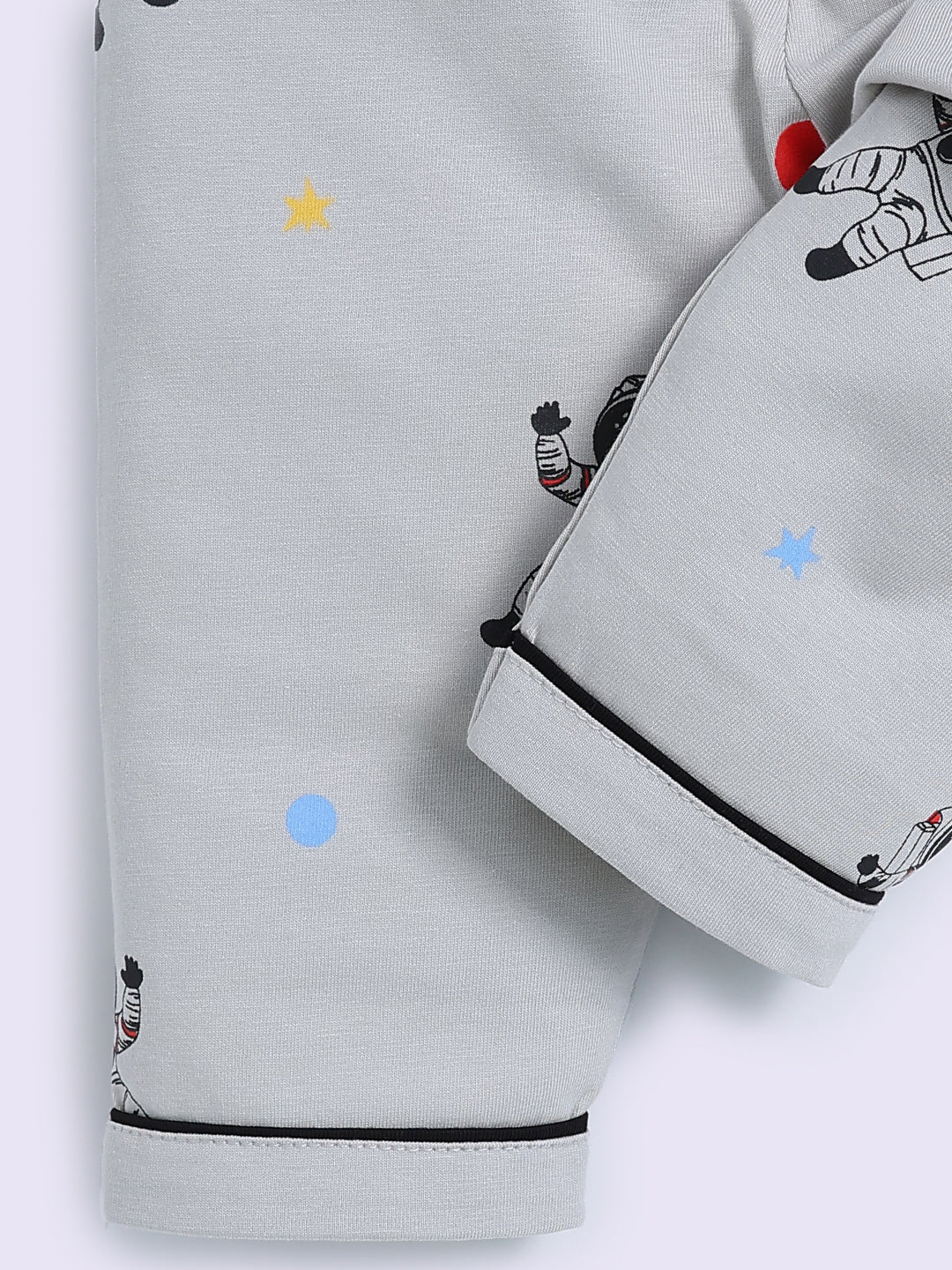 Space Theme Grey Cotton Full Sleeve Night Suit