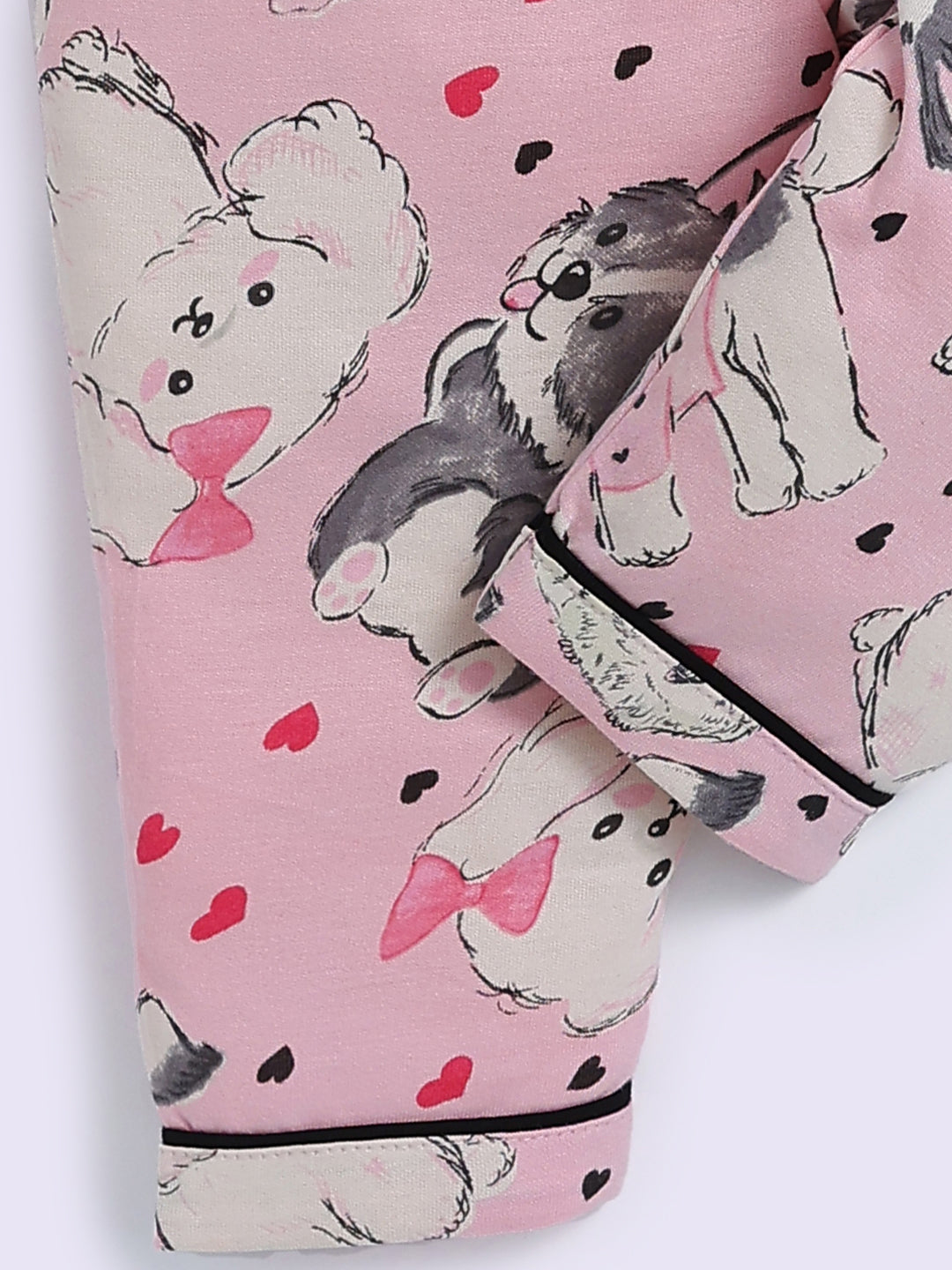 Pink Cotton Animal Print Half Sleeve Night Suit
