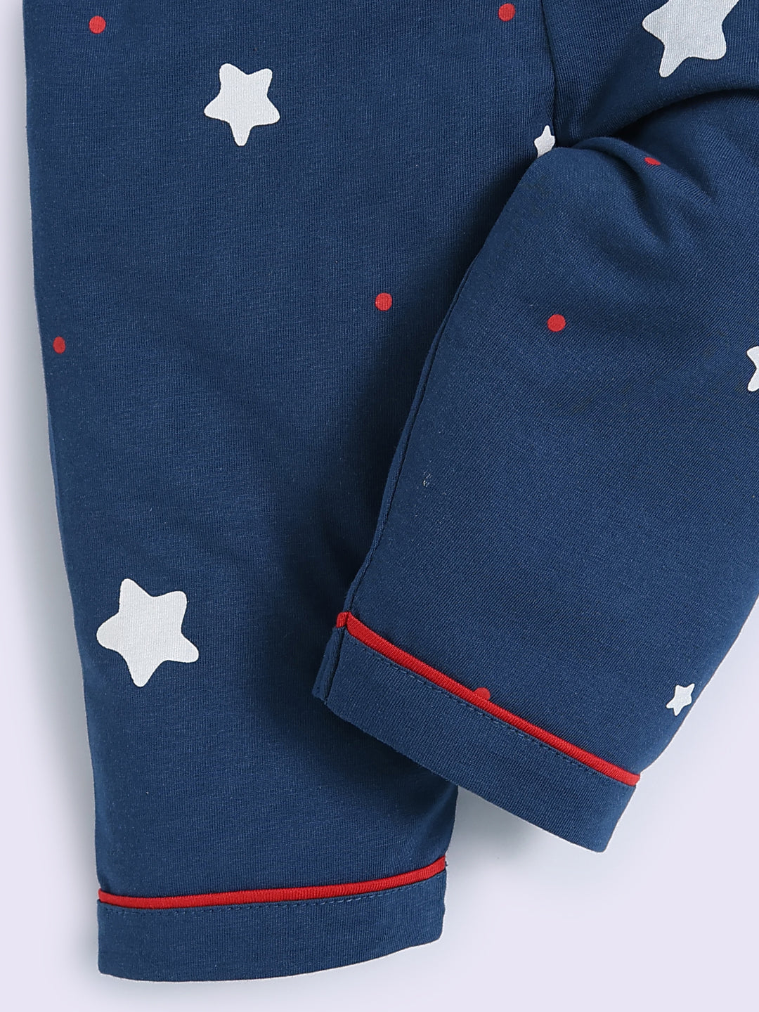 Blue Cotton Typography Full Sleeve Night Suit