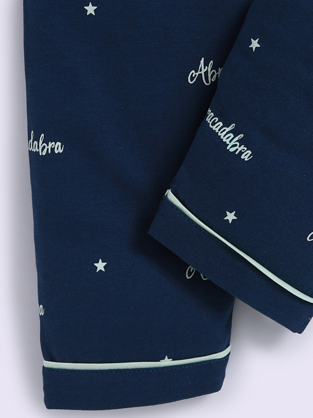 Blue Cotton Typography Full Sleeve Night Suit