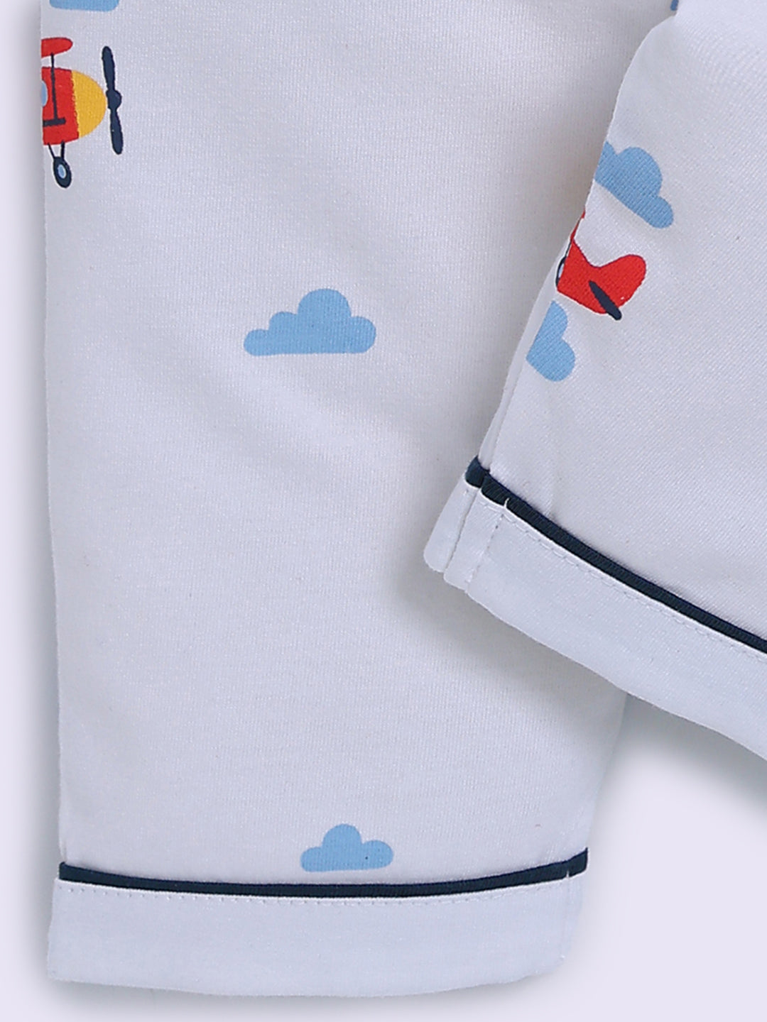 White Cotton Graphic Full Sleeve Night Suit