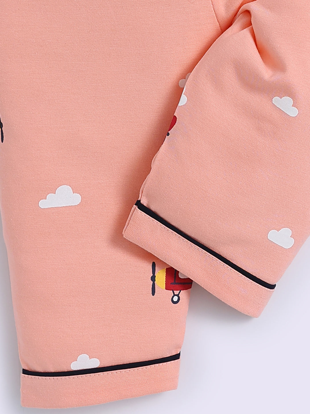 Orange Cotton Graphic Full Sleeve Night Suit