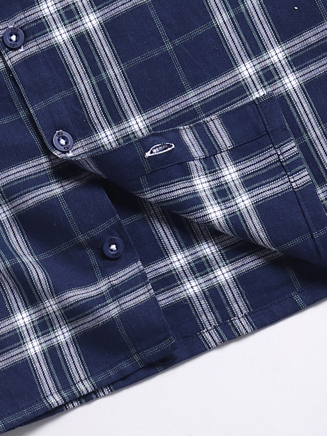 Blue Checked Cotton Full Sleeve Night Suit