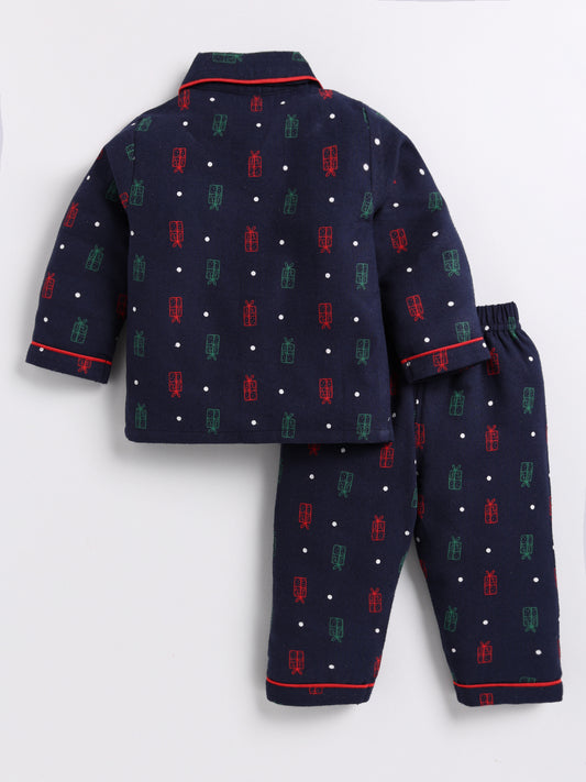 Christmas Gifts Graphic Full sleeve Flannel Night Suit