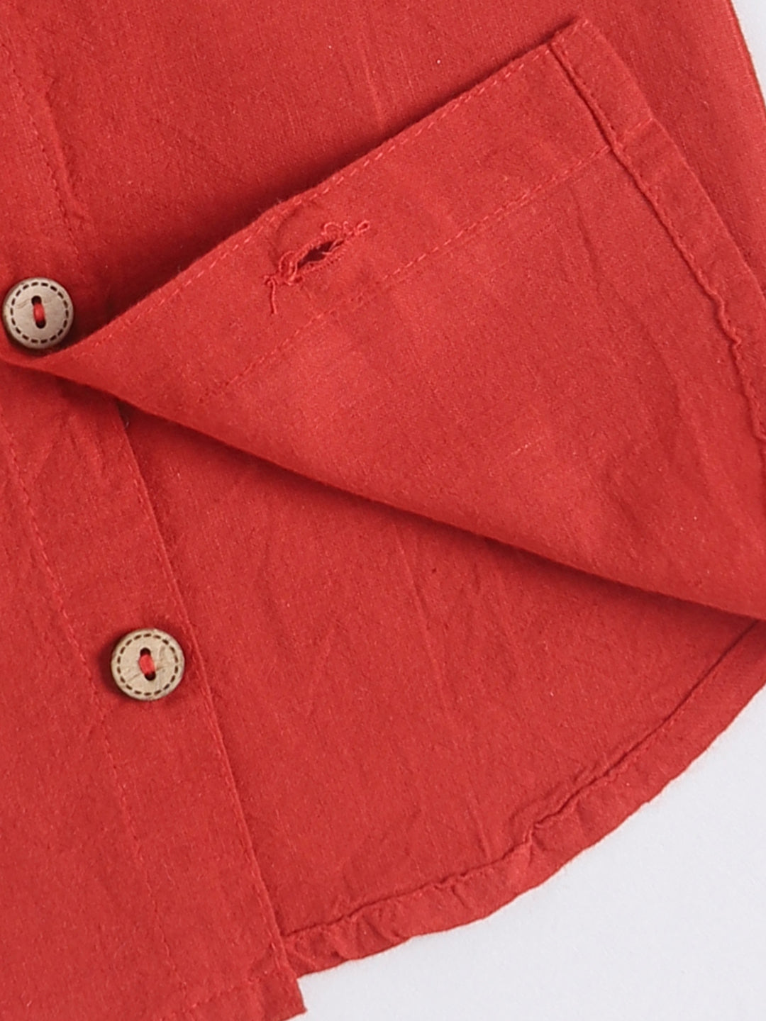 Red Solid Cotton Short Sleeves Night Suit