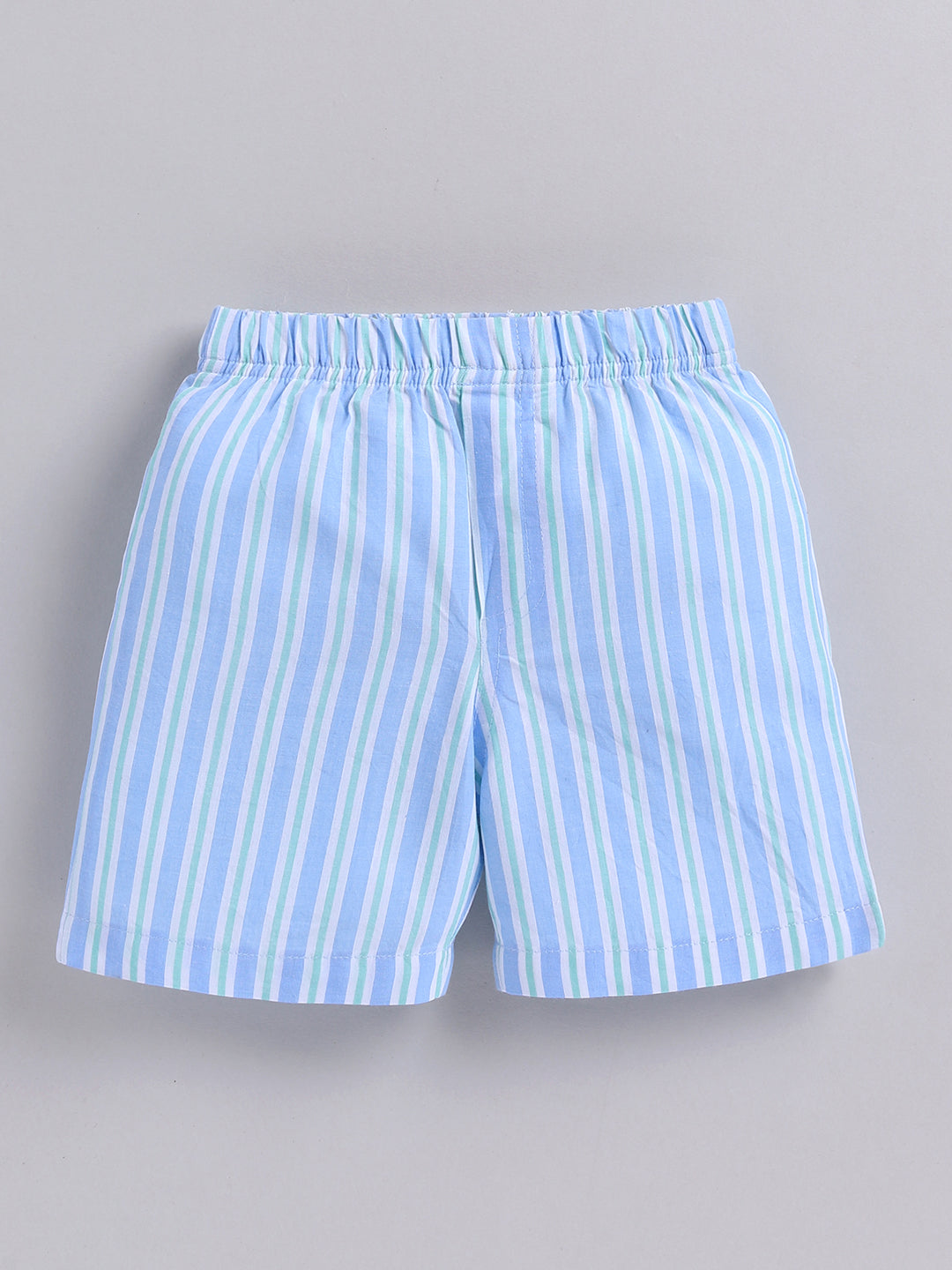 Blue Cotton Striped Half Sleeve Co-ord Set