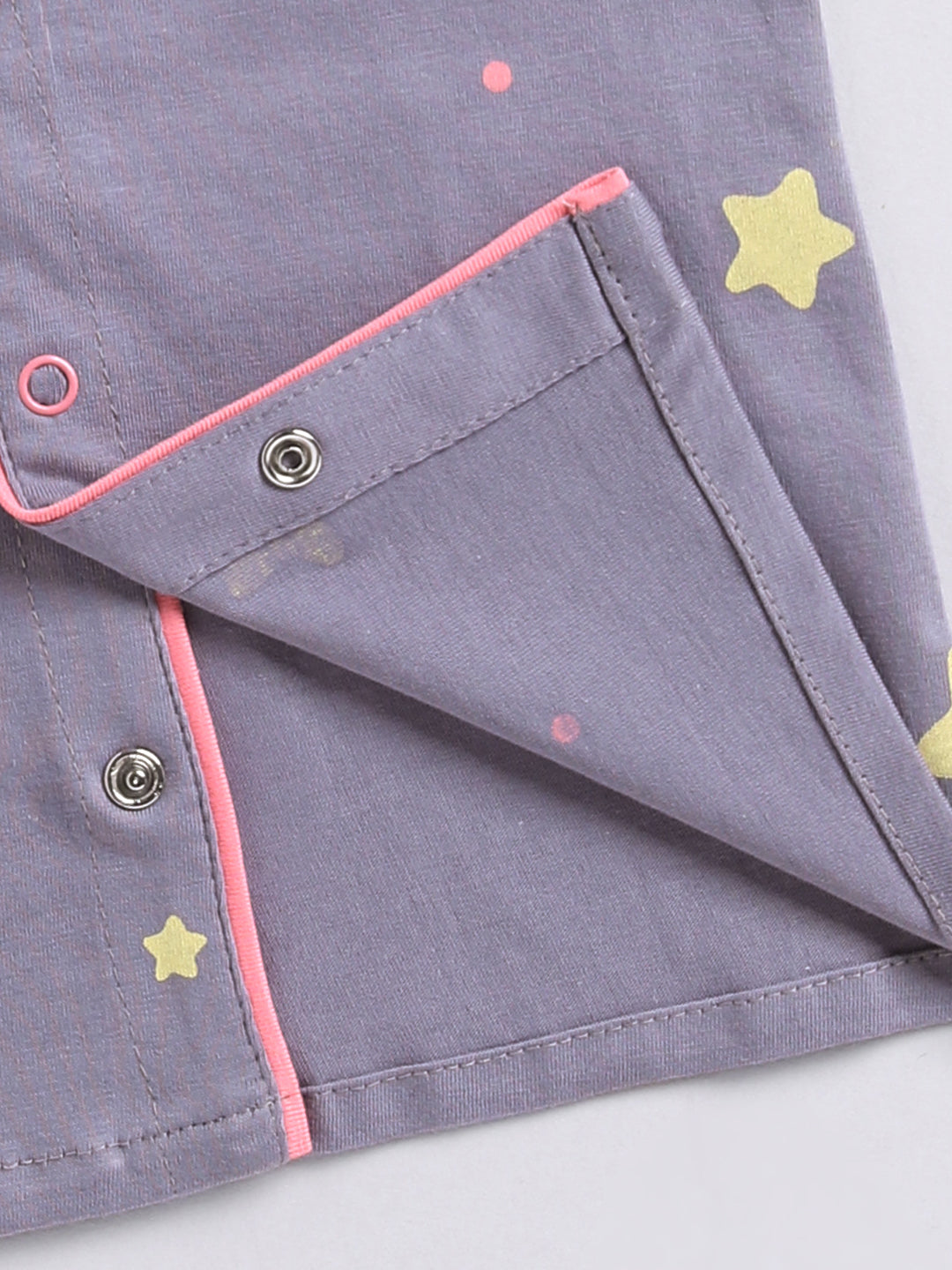 Grey Cotton Typography Full Sleeve Night Suit