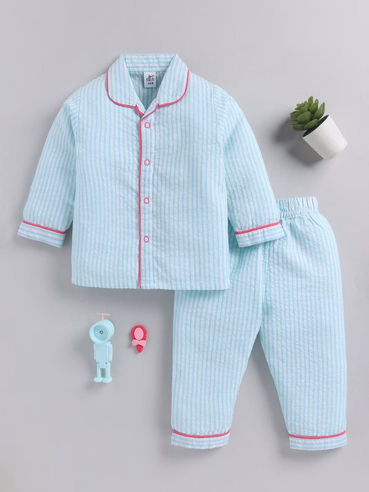 Pink Cotton Typography Full Sleeve Night Suit