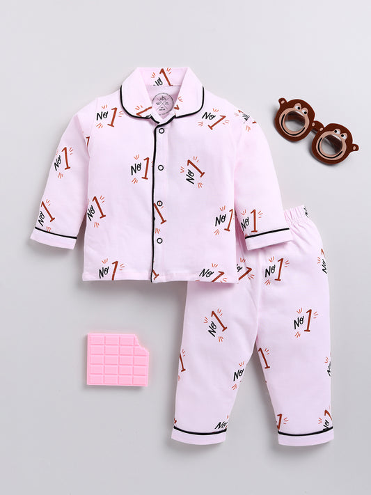 Pink "Papa Bear" Full Sleeve Night Suit