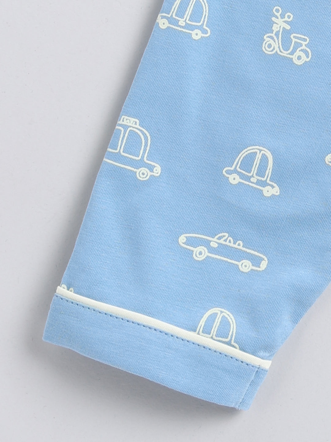 Blue Car Print Full Sleeve Night Suit