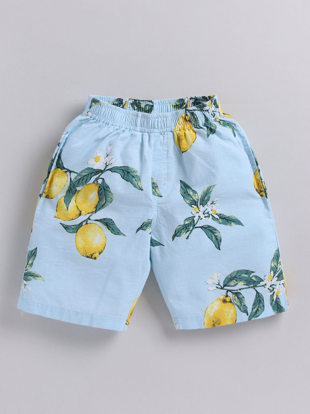Blue Tropical Cotton Short Sleeves Co-ord Set