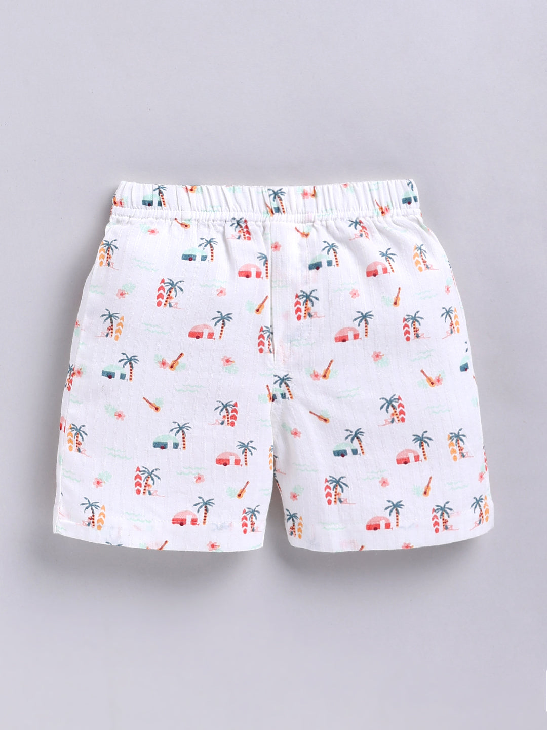 White Tropical Cotton Short Sleeves Co-ord Set