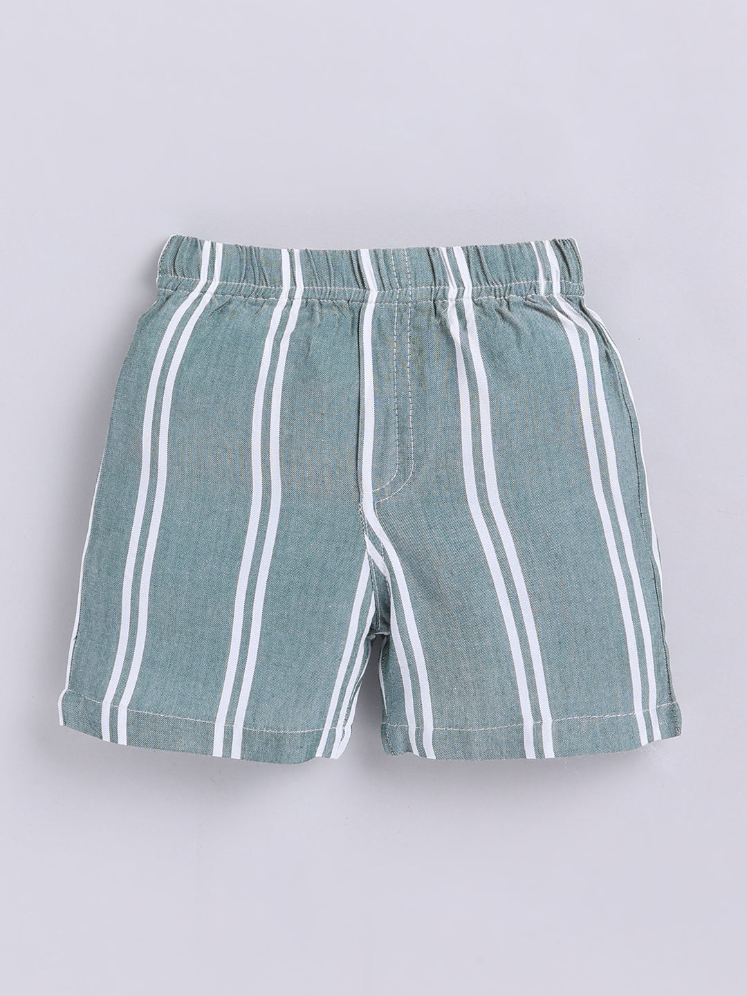 Green Striped Cotton Short Sleeves Co-ord Set